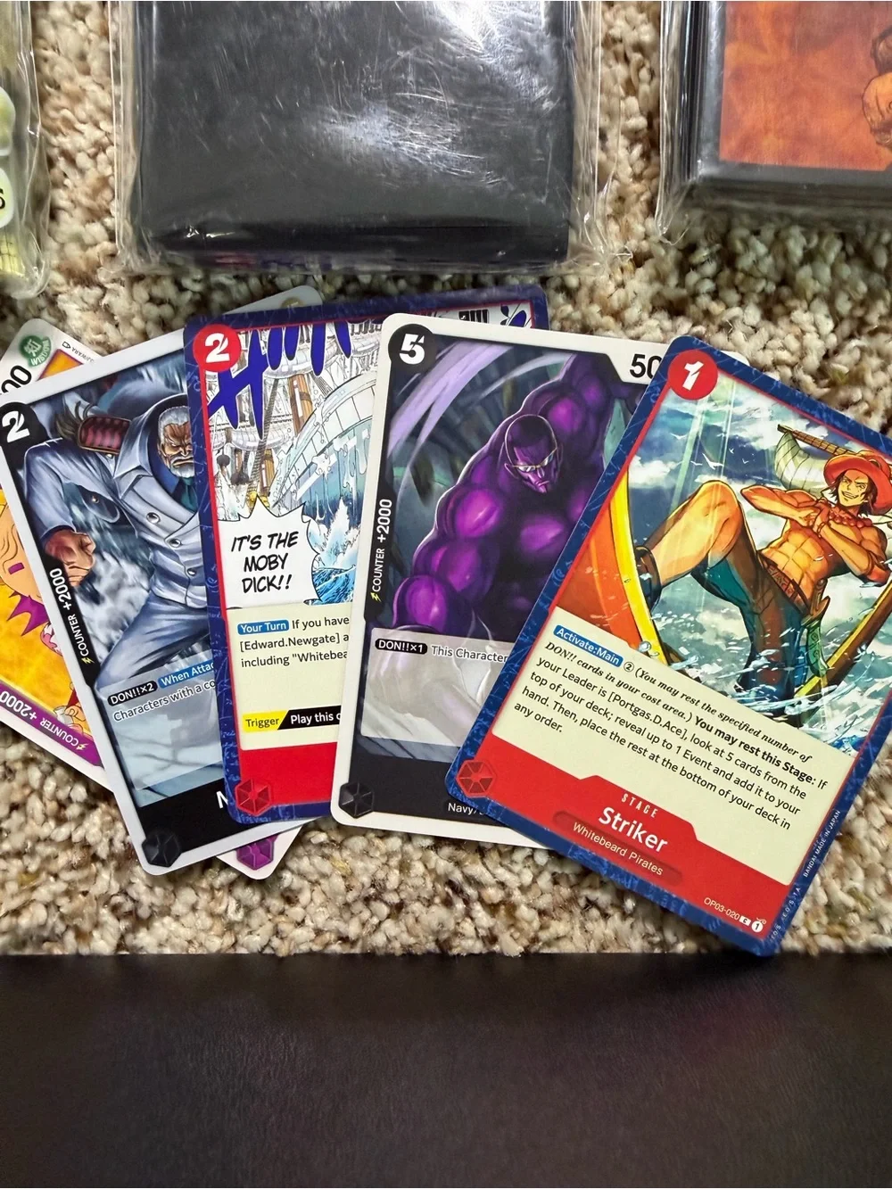 Lot Bundle of 300 One Piece Trading Cards & 3 Packs of Card Sleeves Sealed